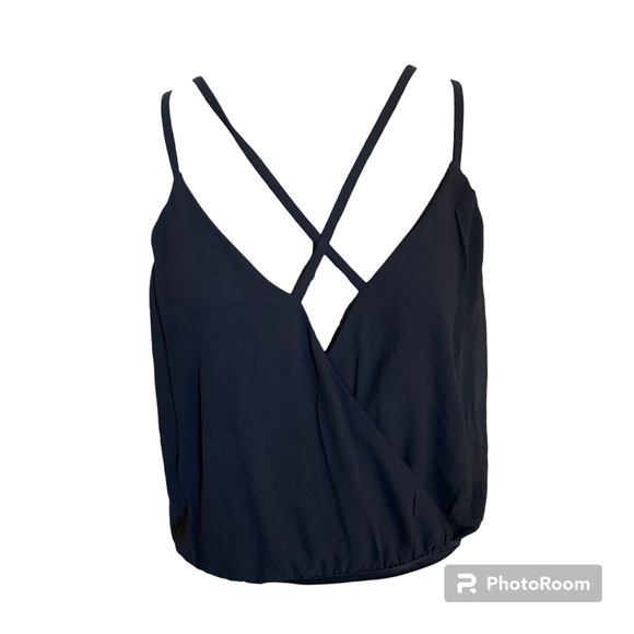 TOBI Bodysuit Caged Strap Front in Black V neck - Picture 3 of 12